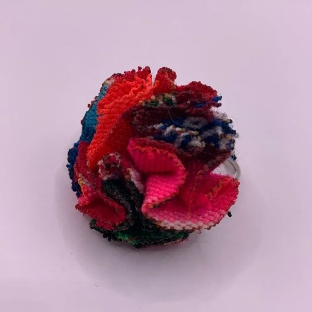 Fabric Rose Adjustable Ring